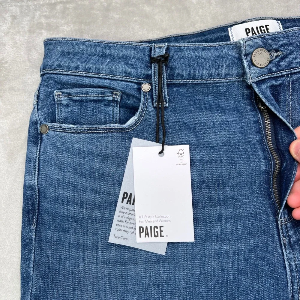 Paige Rory Crop Flare Jeans Womens 31 Zaylee Blue Stretch Raw Hem Denim New Nwt - Picture 4 of 15